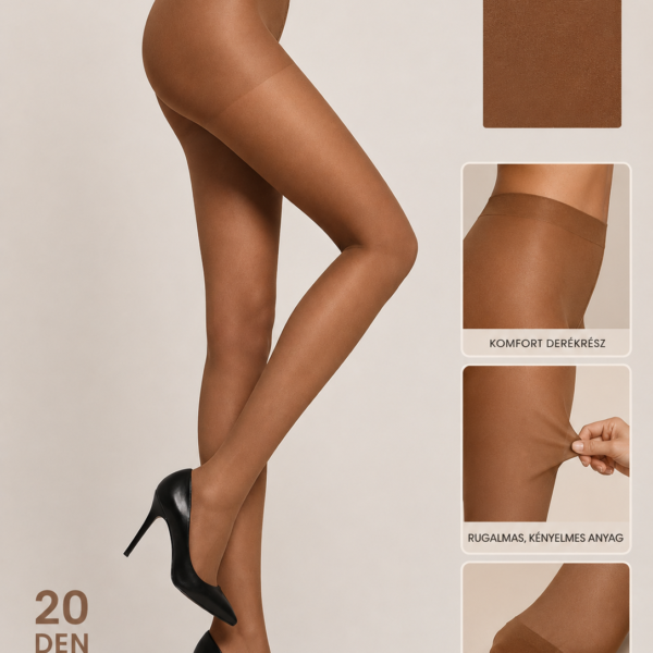 “Calzelady” – Cognac női harisnya – 20 den, sötétebb testszínű